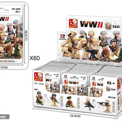 WWII - 60 bag packs in master display case (M38-B05801)