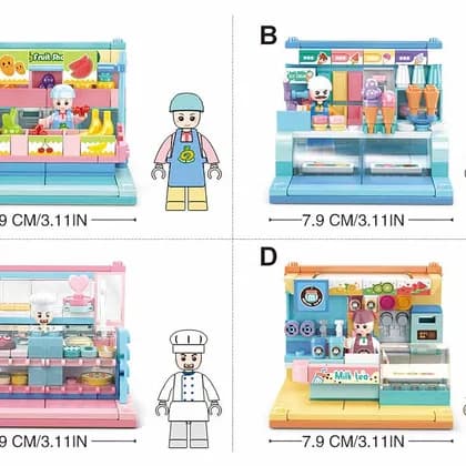 Girl's Mini Set / Mini Shop Building 8 sets in One Mega Pack (M38-B0792)
