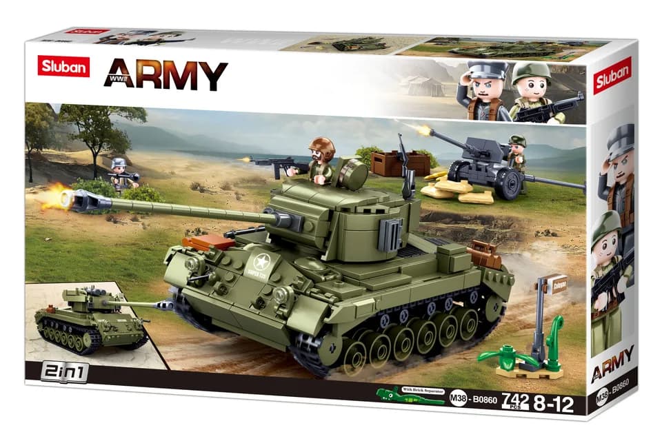 WWII Pershing M26 US Battle Tank with Field Canon (M38-B0860)
