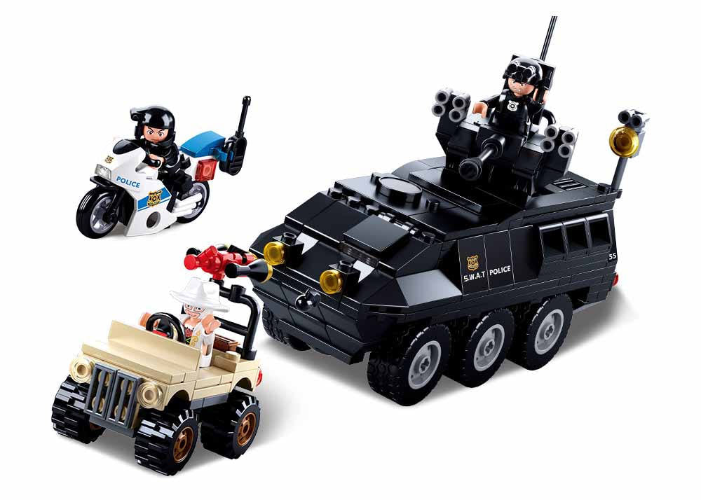 Police Swat Vehicle and Motorcycle and Jeep (M38-B0655)