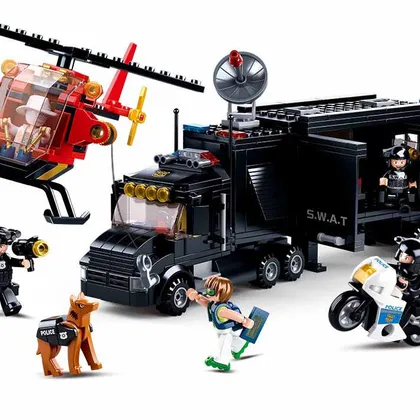 Police Swat Team Command Truck and Helicopter - 540 Pcs (M38-B0659)