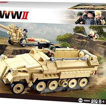 WWII German Half Track Tank with field Cannon (M38-B0695)