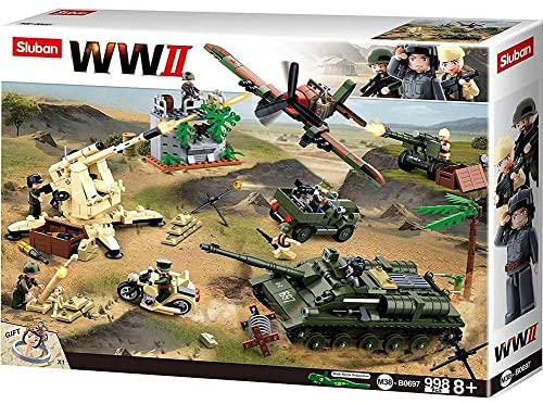 Sluban Battle of Kursk, battle field and Tank set with Fighter Plane Set - 998 Pieces. (M38-B0697)