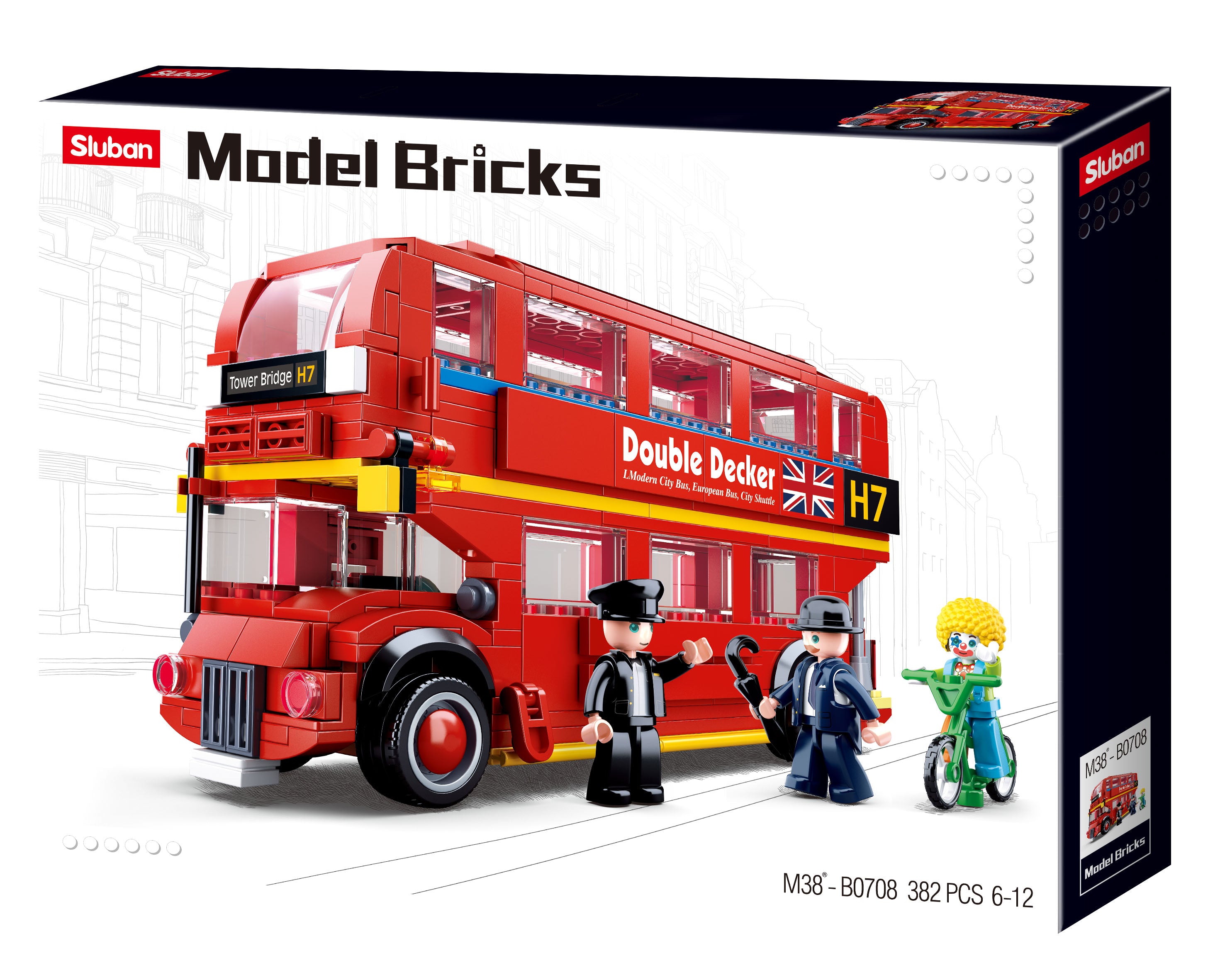 Sluban London Double Decker Bus - London Bus - 382 Pieces (M38-B0708)