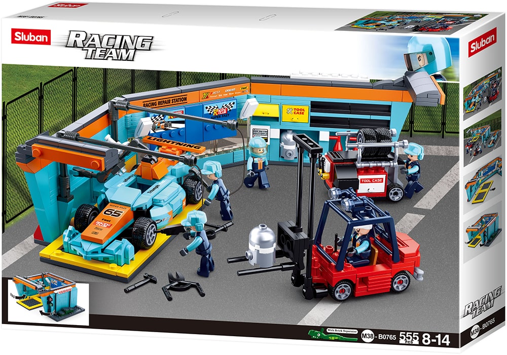 Race Team - RaceCar Garage Set - 555 Pieces (M38-B0765)