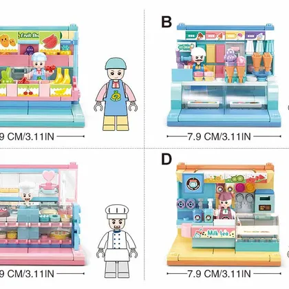 Girl's Mini Set / Mini Shop Building 8 sets in One Mega Pack - 868 Pieces (M38-B0792)