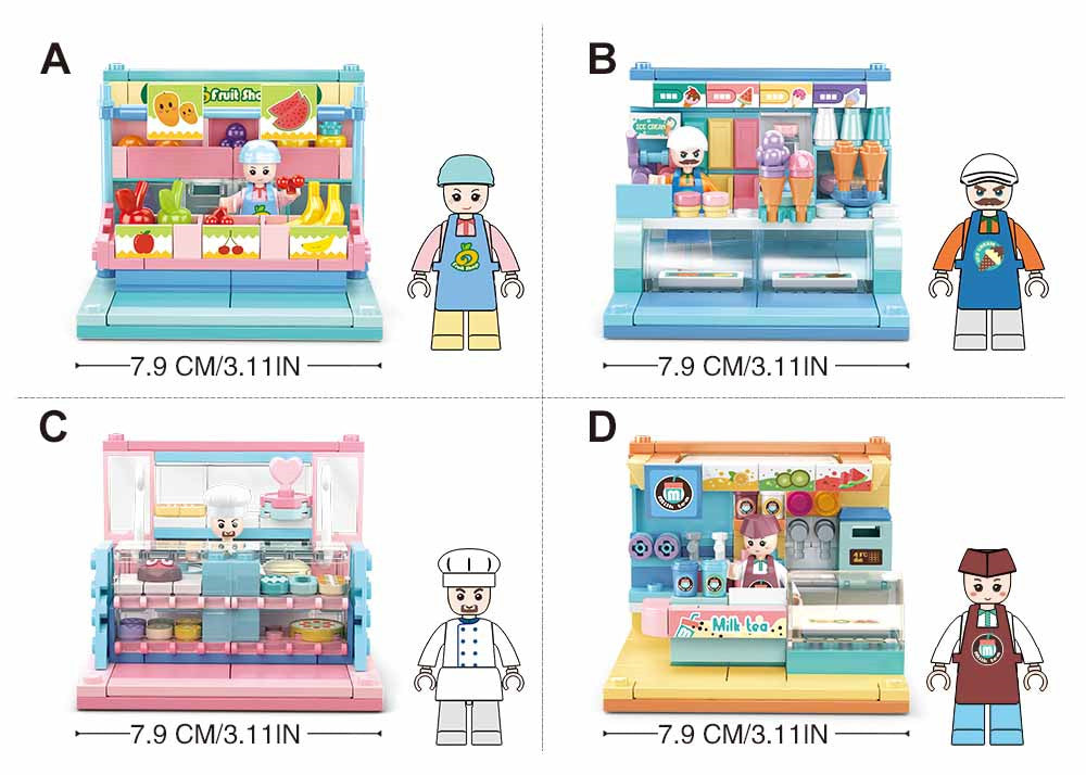 Girl's Mini Set / Mini Shop Building 8 sets in One Mega Pack - 868 Pieces (M38-B0792)