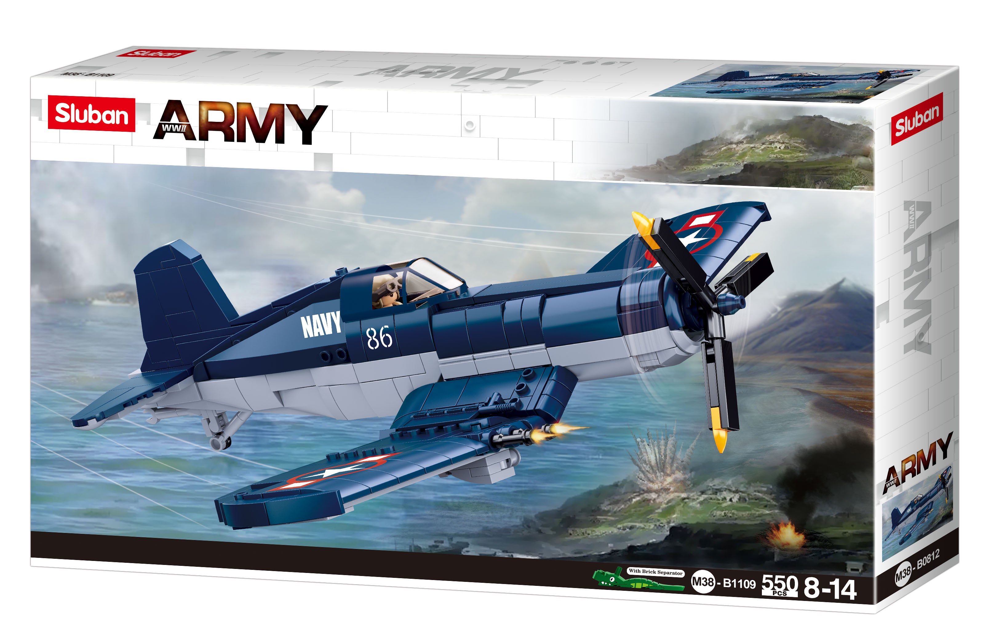 Sluban US WWII-F4U Fighter Plane - 550 Pieces (M38-B1109)