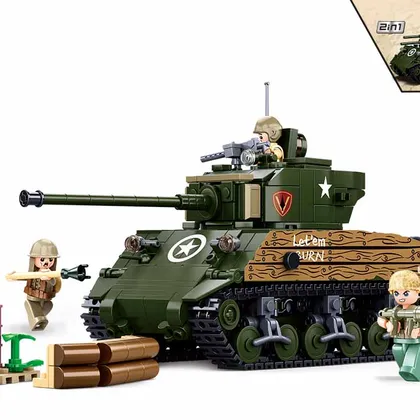 WWII Pacific Sherman M4A3 Battle Tank (M38-B1110)