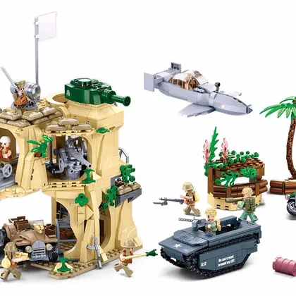 WW2 Battle of Iwo Jima - Landing Craft & Bunker Set (M38-B1111)