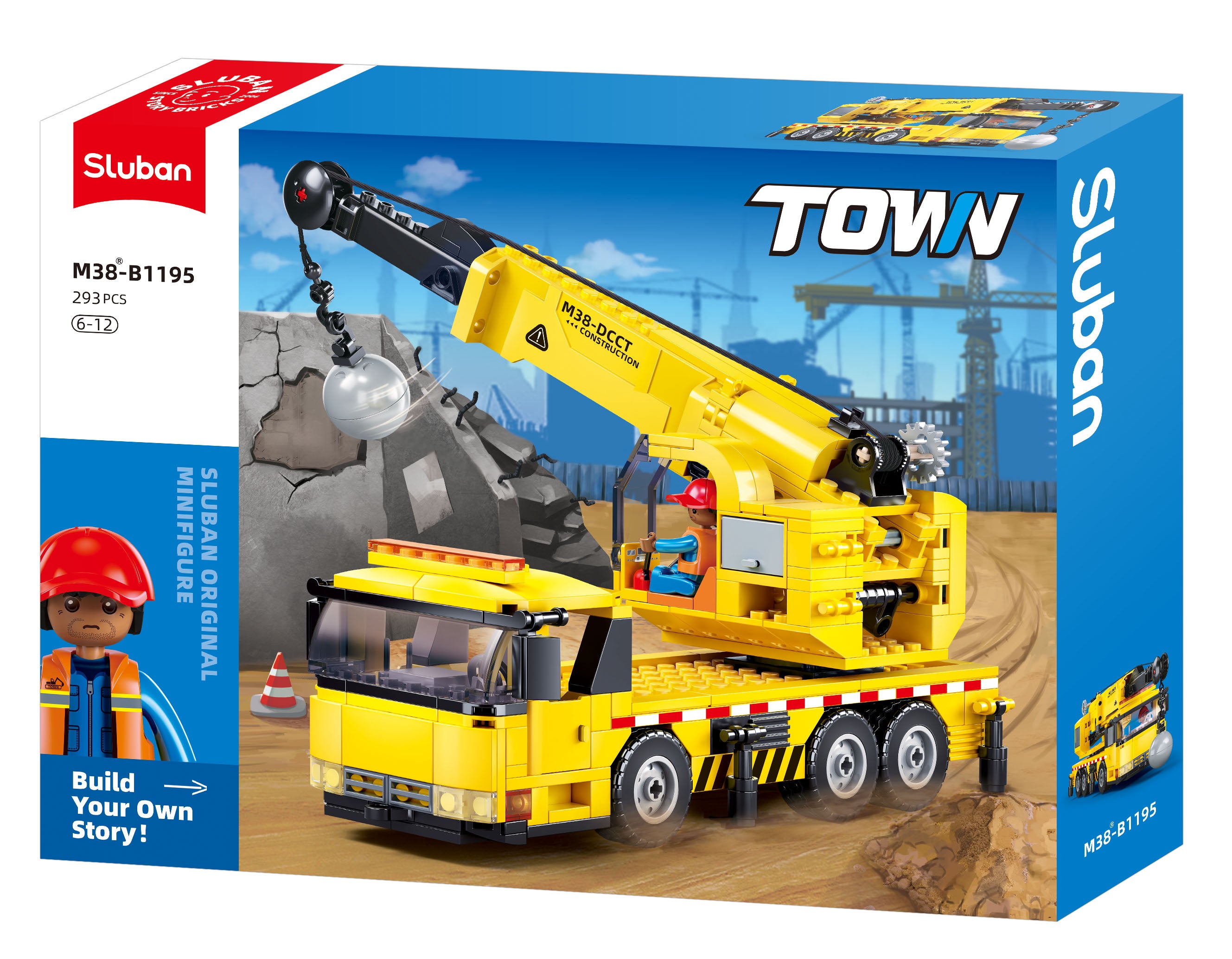 Sluban Crane and Wrecking Ball - Construction Vehicle (M38-B1195)