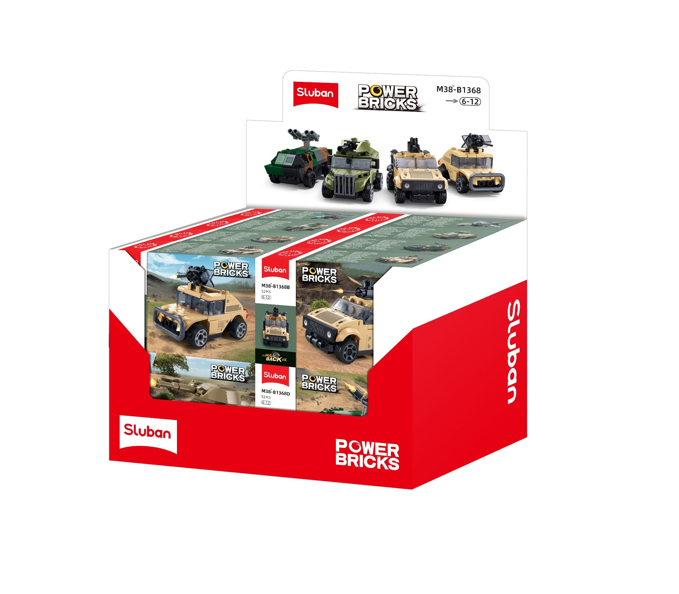 Pull Back Car Army Display (M38-B1368)